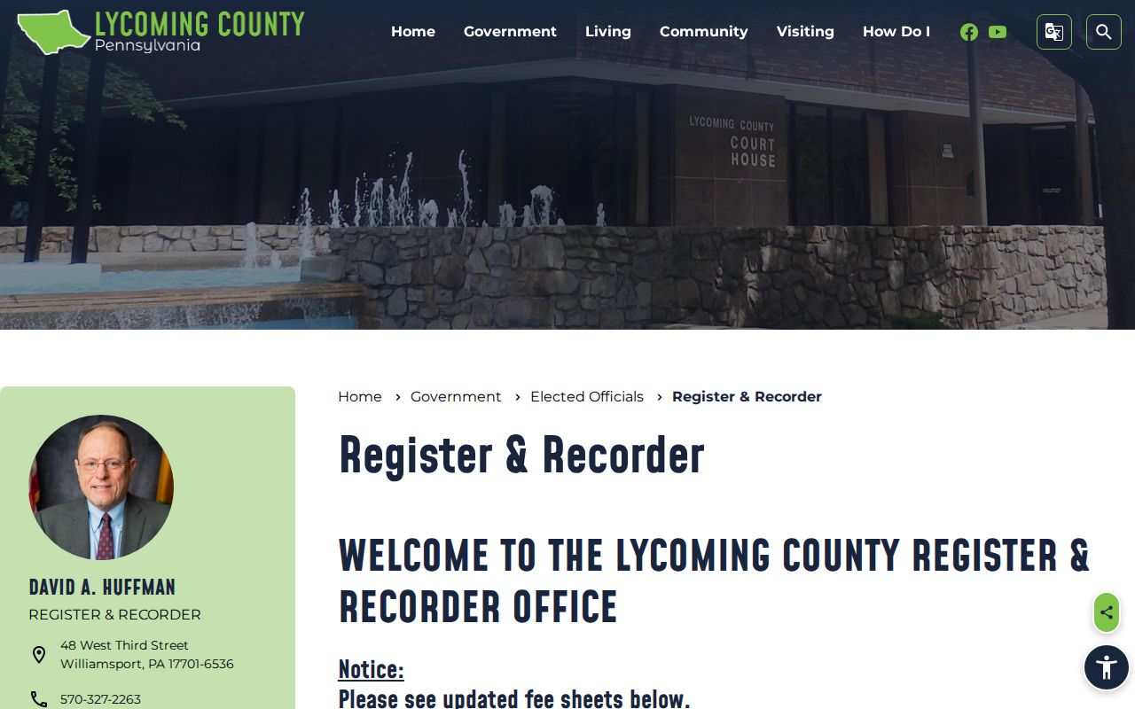 Williamsport residents directory Lycoming County Register and Recorder gateway