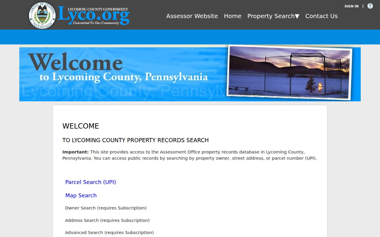 Williamsport residents directory Lycoming property records portal