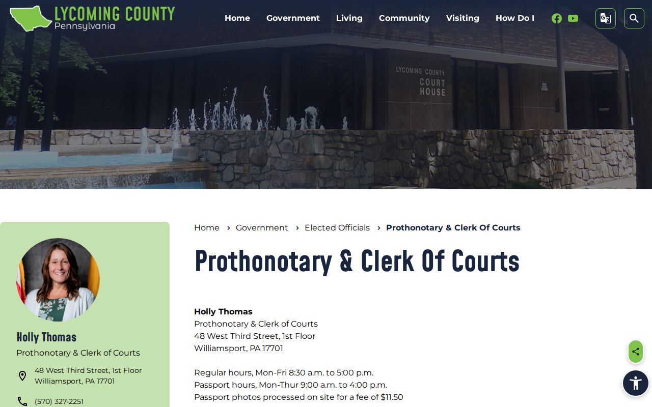 Williamsport residents directory Lycoming County court records office