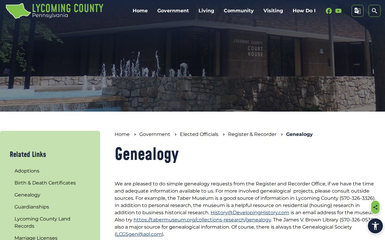 Williamsport previous residents research guidance from Lycoming County genealogy records