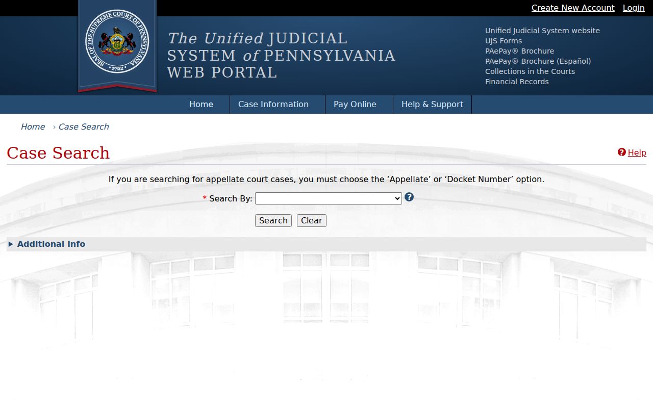 Williamsport resident lookup using Pennsylvania public court case search
