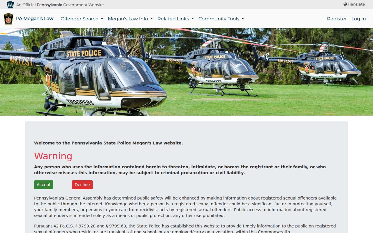 Williamsport resident lookup limited to Pennsylvania State Police public safety registry